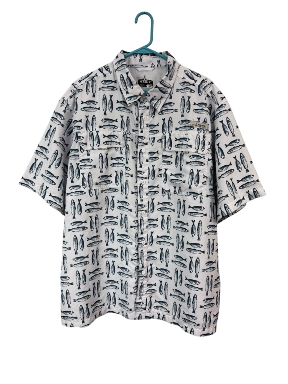 Habit Men's 2XL 40+ Solar Factor Button Down Fishing Shirt Vented Short Sleeves
